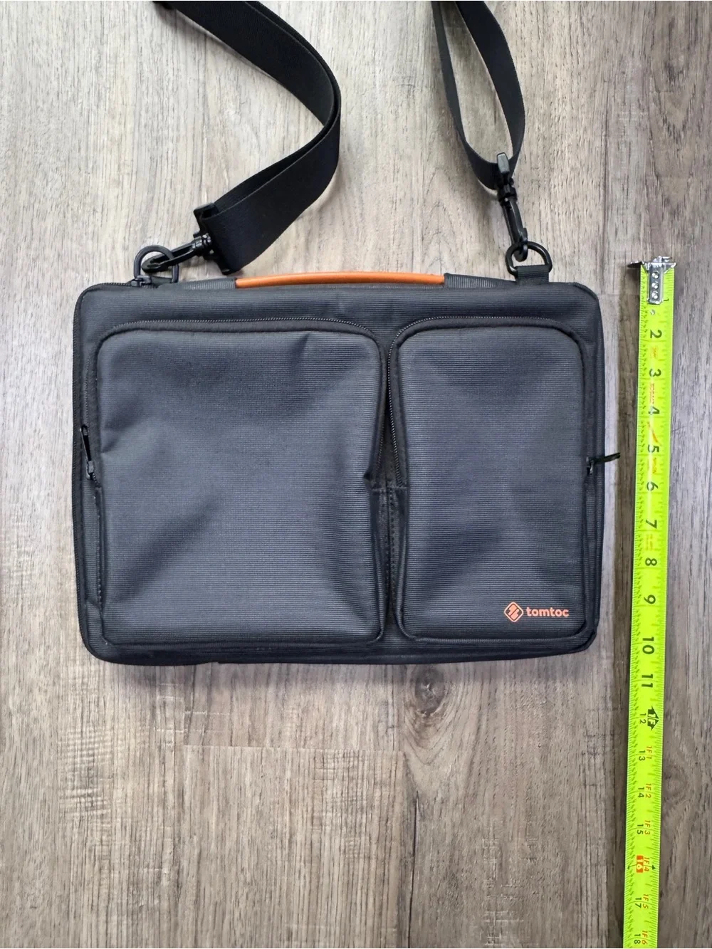 Tomtoc Black Tablet/Laptop Bag with Adjustable Shoulder Strap